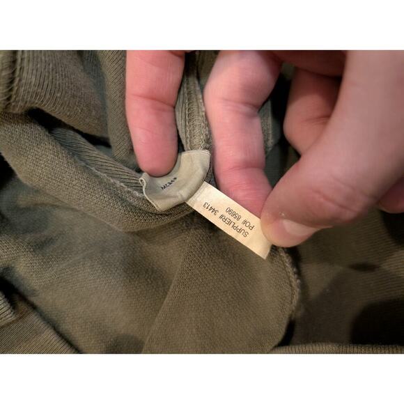 VTG Polo Ralph Lauren Hoodie Big Pony Mens S Army Green Henley Elbow Pads - Picture 6 of 9